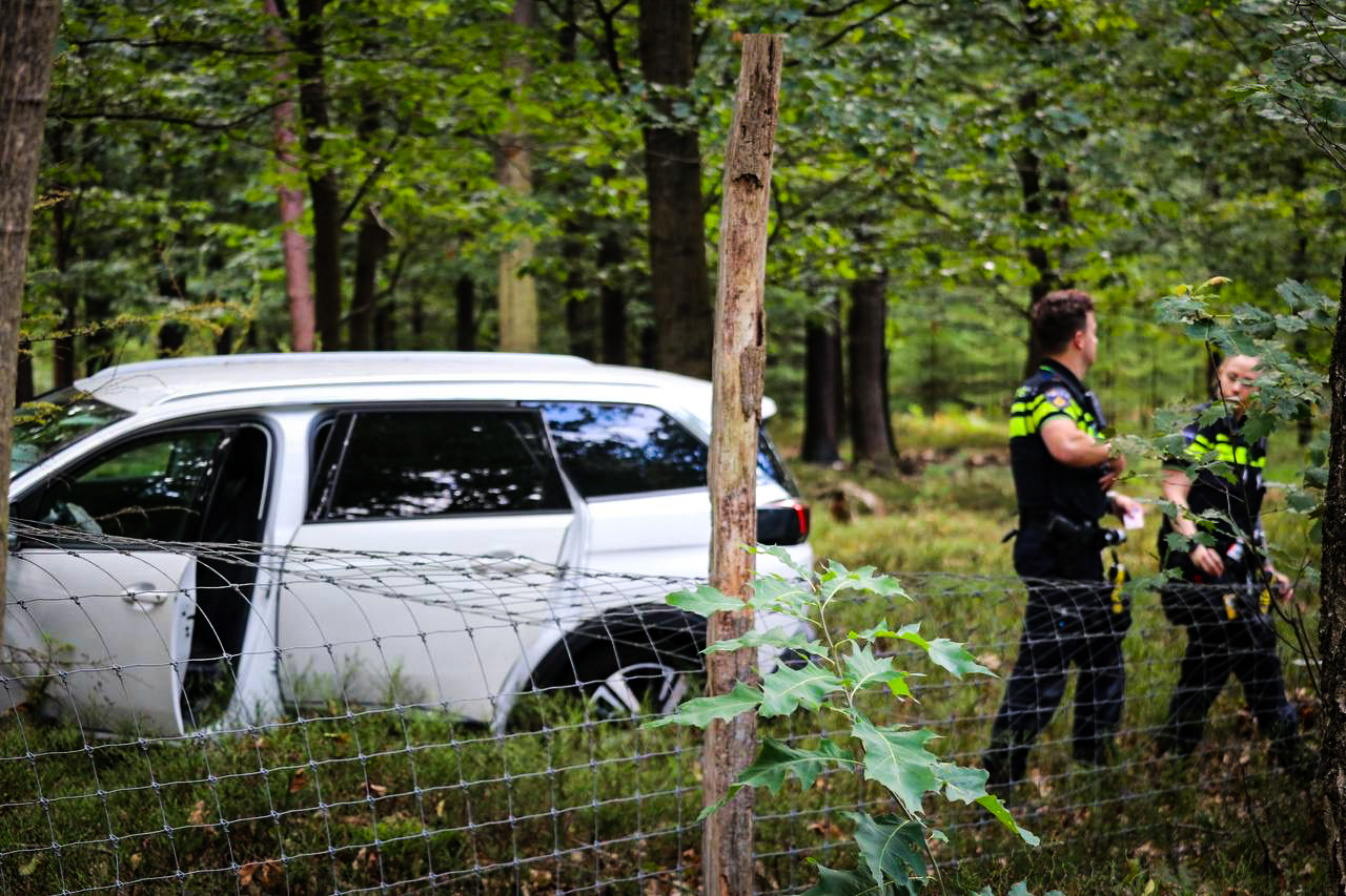 Vrouw gewond na eenzijdig ongeval, auto eindigt tegen boom in bos - foto